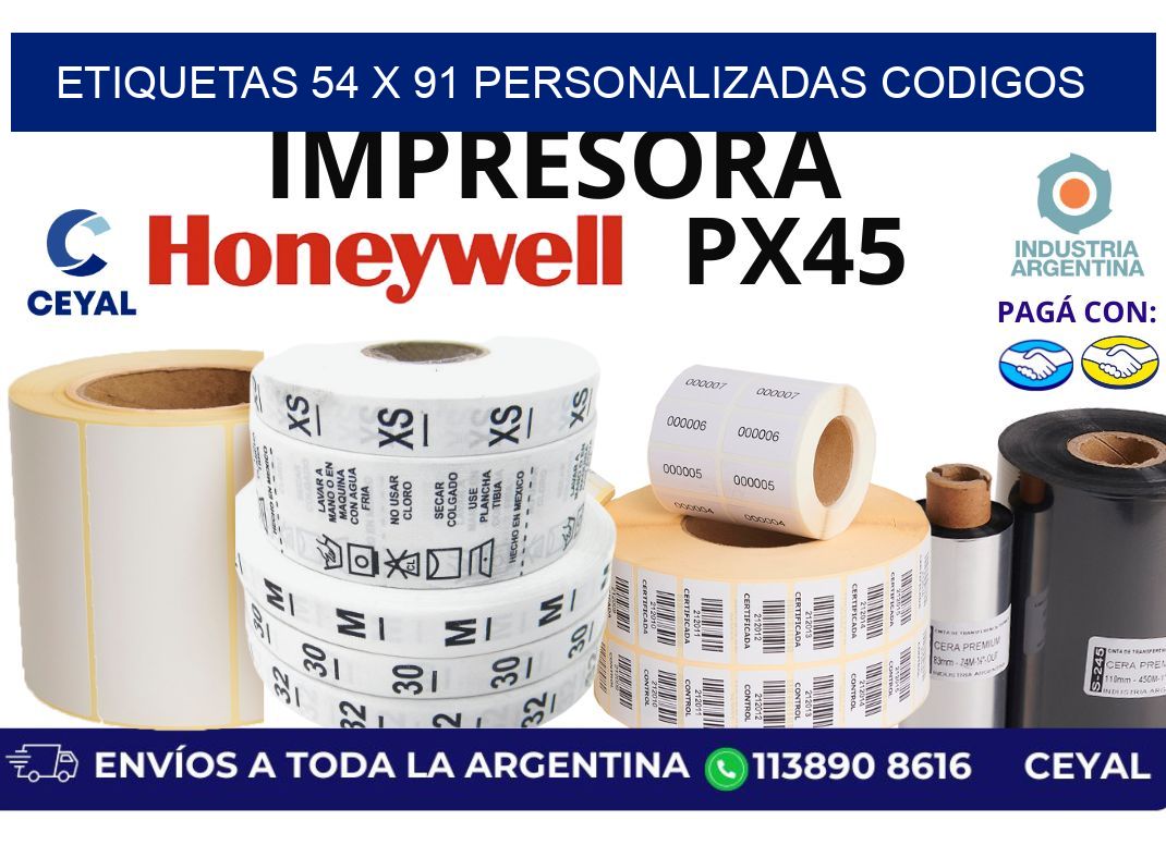 etiquetas 54 x 91 personalizadas codigos