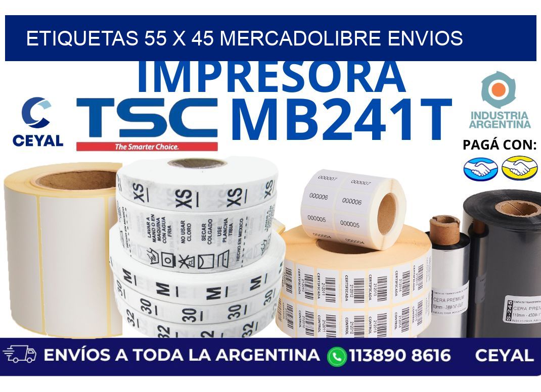 etiquetas 55 x 45 mercadolibre envios