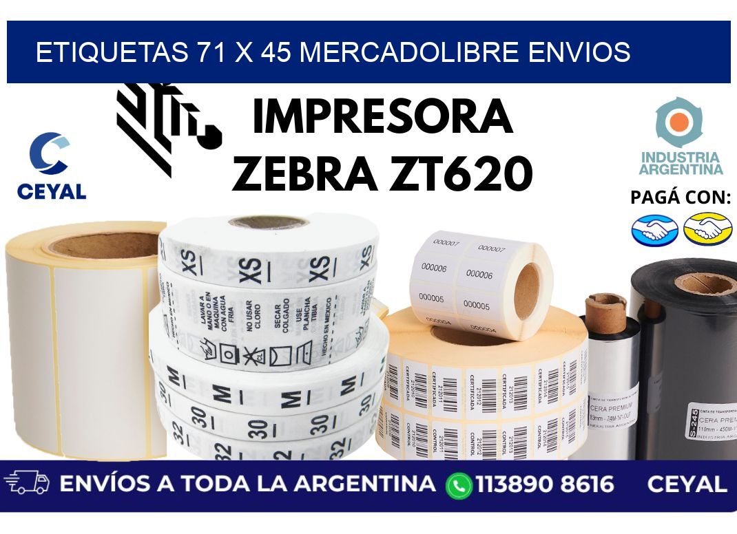 etiquetas 71 x 45 mercadolibre envios