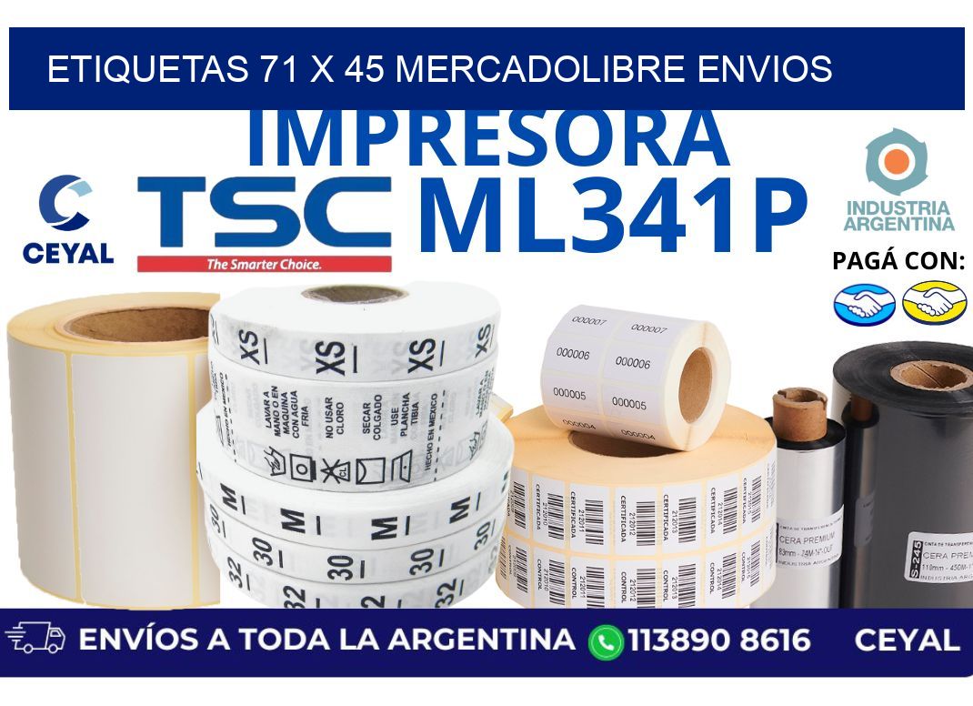 etiquetas 71 x 45 mercadolibre envios
