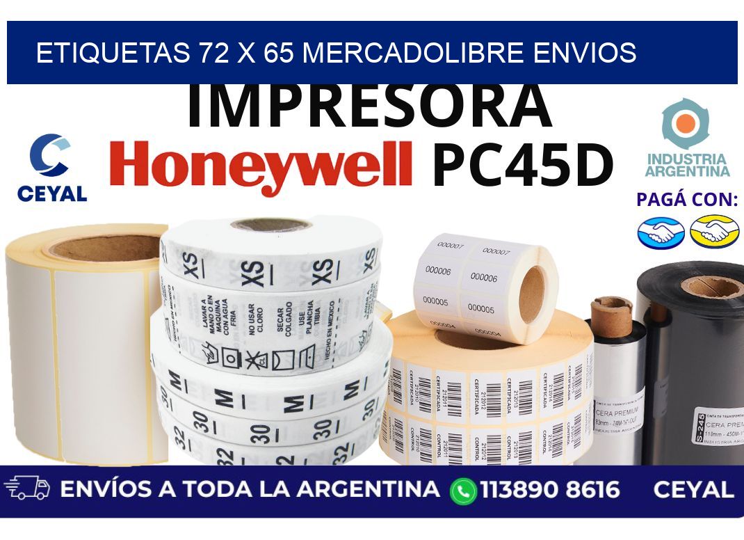 etiquetas 72 x 65 mercadolibre envios
