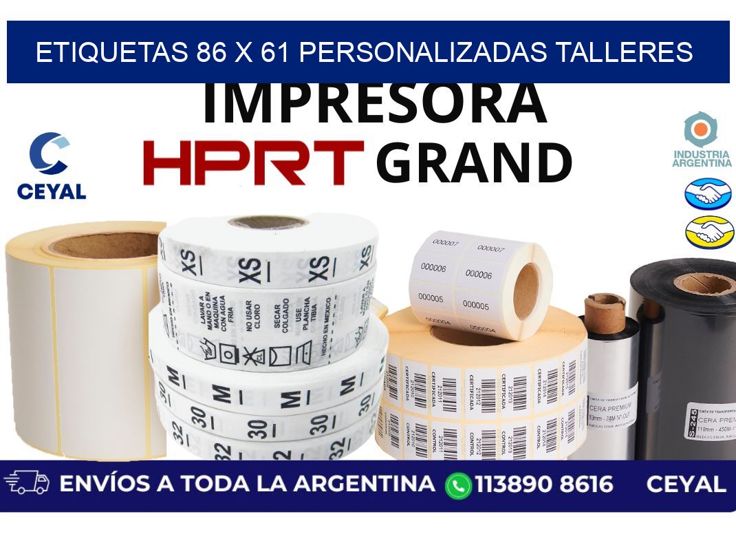 etiquetas 86 x 61 personalizadas talleres