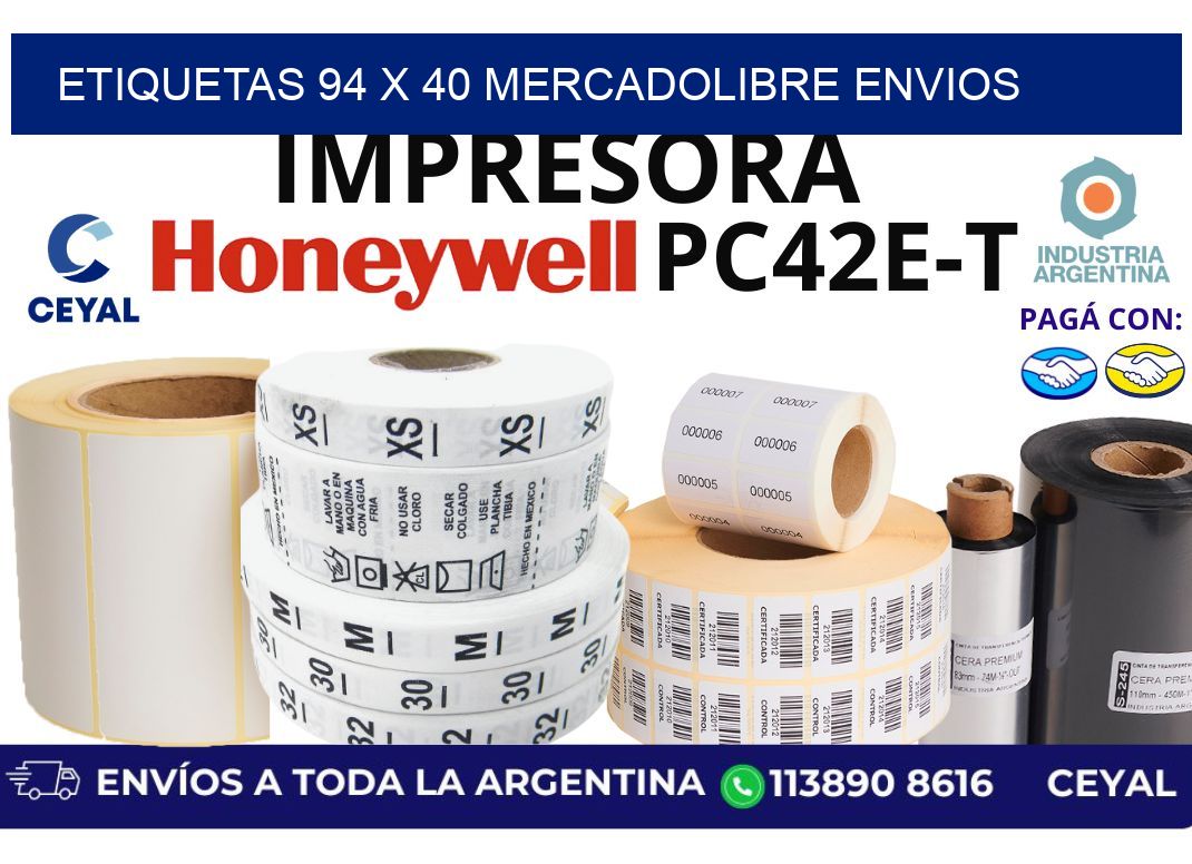 etiquetas 94 x 40 mercadolibre envios