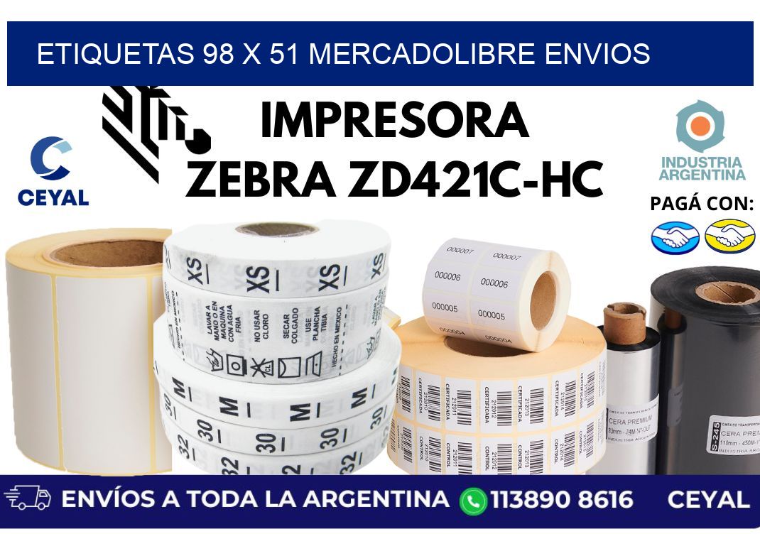 etiquetas 98 x 51 mercadolibre envios