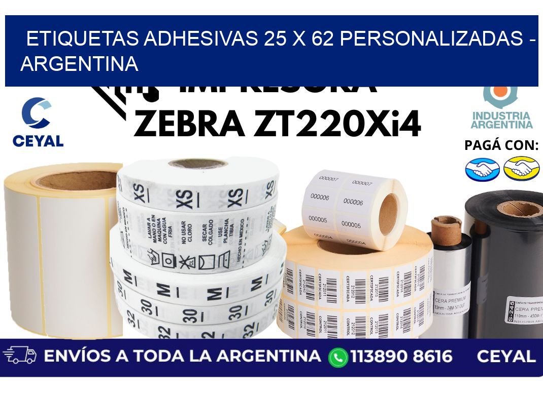 etiquetas adhesivas 25 x 62 personalizadas - Argentina
