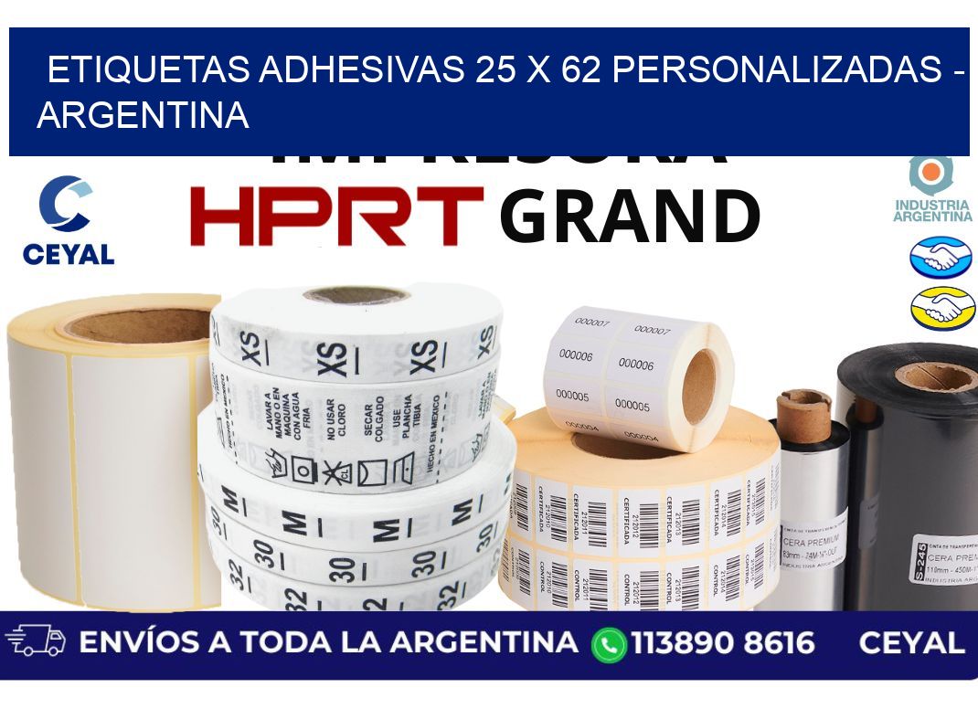 etiquetas adhesivas 25 x 62 personalizadas - Argentina