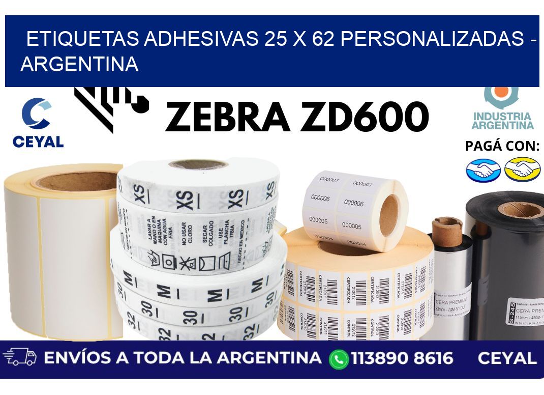 etiquetas adhesivas 25 x 62 personalizadas – Argentina