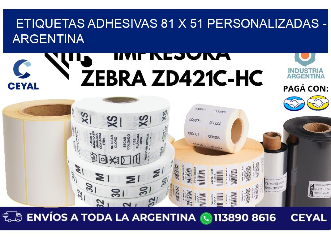 etiquetas adhesivas 81 x 51 personalizadas - Argentina