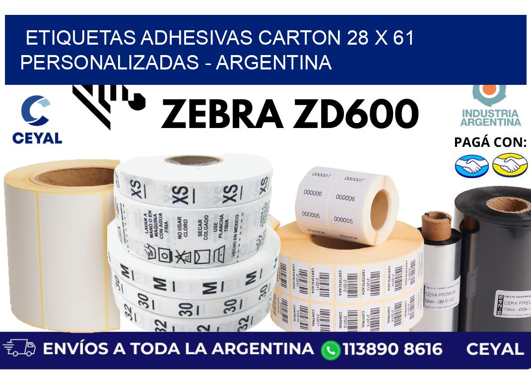 etiquetas adhesivas carton 28 x 61 personalizadas - Argentina