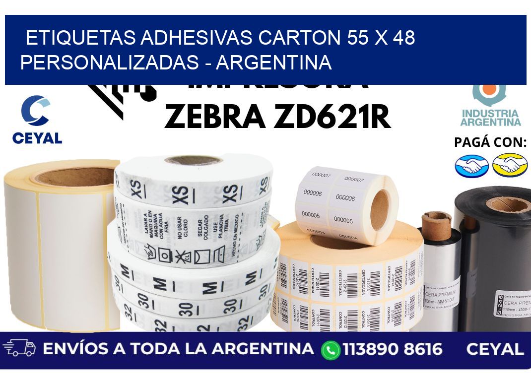 etiquetas adhesivas carton 55 x 48 personalizadas - Argentina