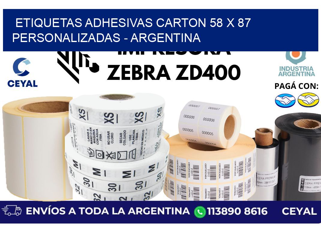 etiquetas adhesivas carton 58 x 87 personalizadas - Argentina