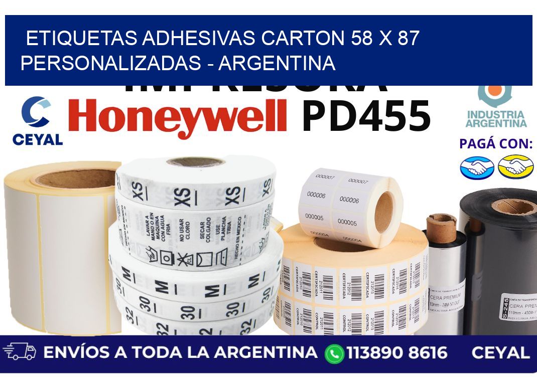 etiquetas adhesivas carton 58 x 87 personalizadas – Argentina