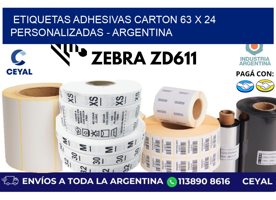 etiquetas adhesivas carton 63 x 24 personalizadas – Argentina