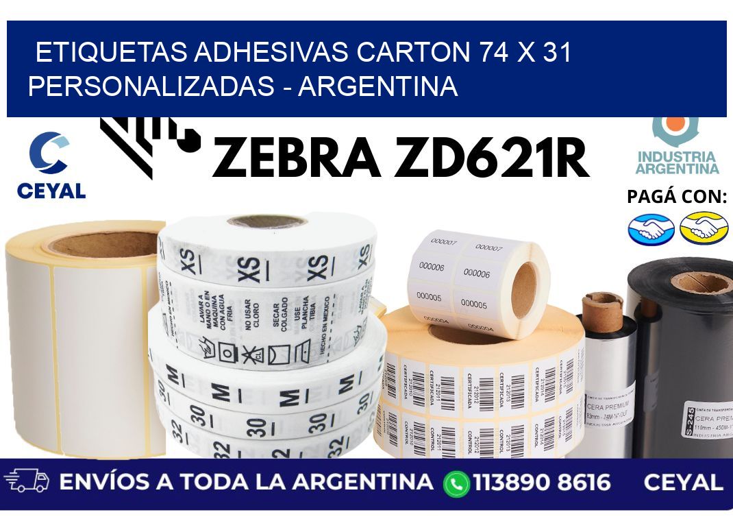 etiquetas adhesivas carton 74 x 31 personalizadas - Argentina