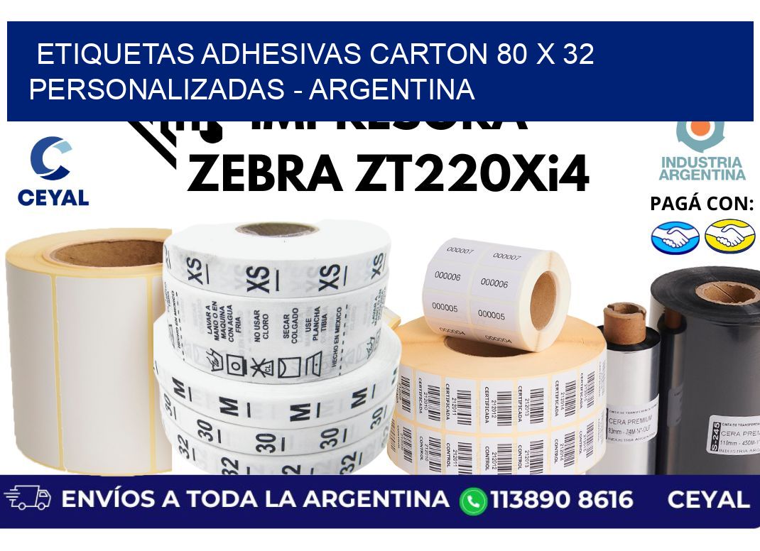 etiquetas adhesivas carton 80 x 32 personalizadas - Argentina