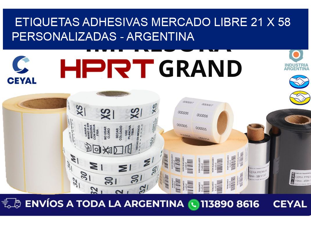 etiquetas adhesivas mercado libre 21 x 58 personalizadas - Argentina