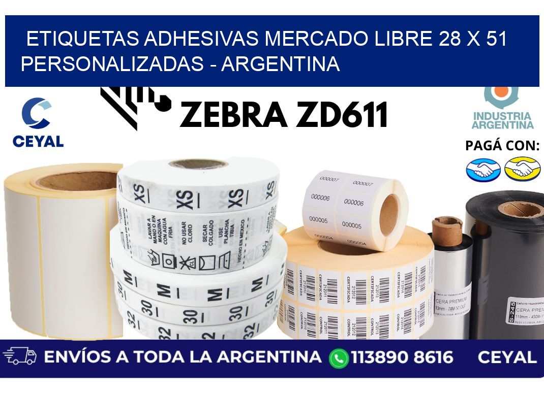 etiquetas adhesivas mercado libre 28 x 51 personalizadas - Argentina
