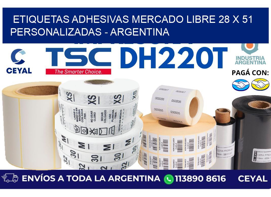 etiquetas adhesivas mercado libre 28 x 51 personalizadas – Argentina