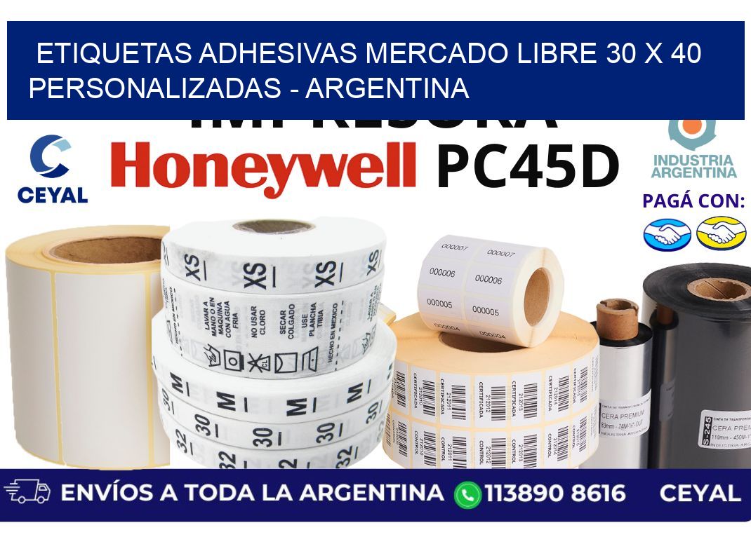 etiquetas adhesivas mercado libre 30 x 40 personalizadas – Argentina