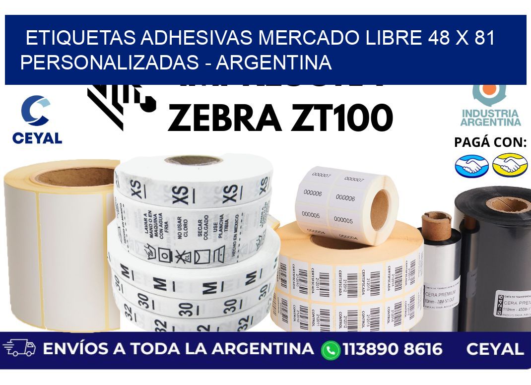 etiquetas adhesivas mercado libre 48 x 81 personalizadas – Argentina