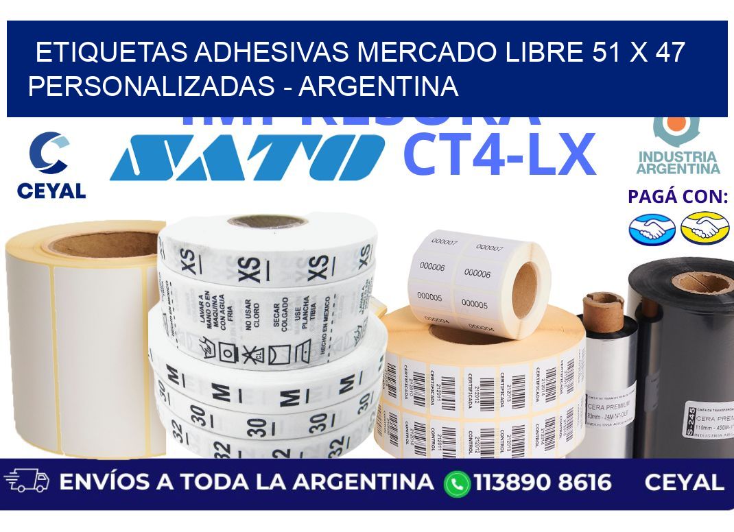 etiquetas adhesivas mercado libre 51 x 47 personalizadas - Argentina