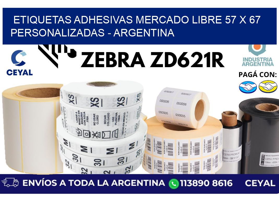 etiquetas adhesivas mercado libre 57 x 67 personalizadas - Argentina