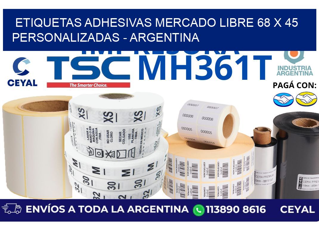 etiquetas adhesivas mercado libre 68 x 45 personalizadas - Argentina