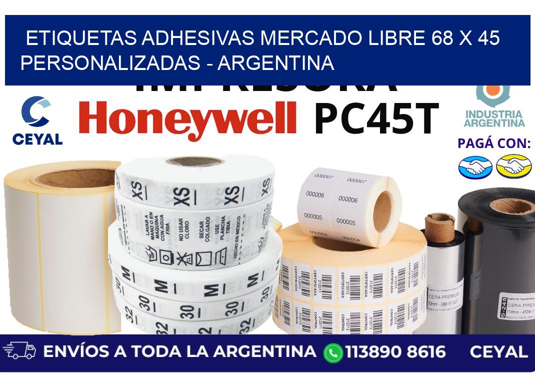 etiquetas adhesivas mercado libre 68 x 45 personalizadas - Argentina