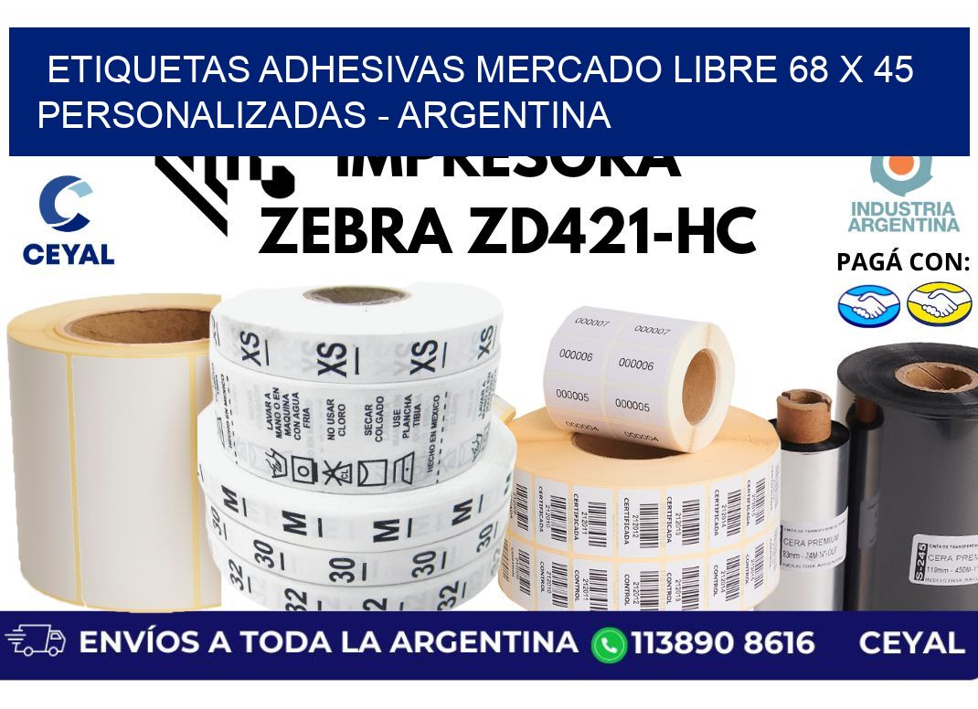 etiquetas adhesivas mercado libre 68 x 45 personalizadas – Argentina