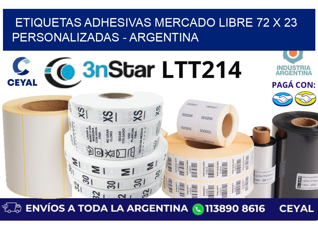 etiquetas adhesivas mercado libre 72 x 23 personalizadas - Argentina