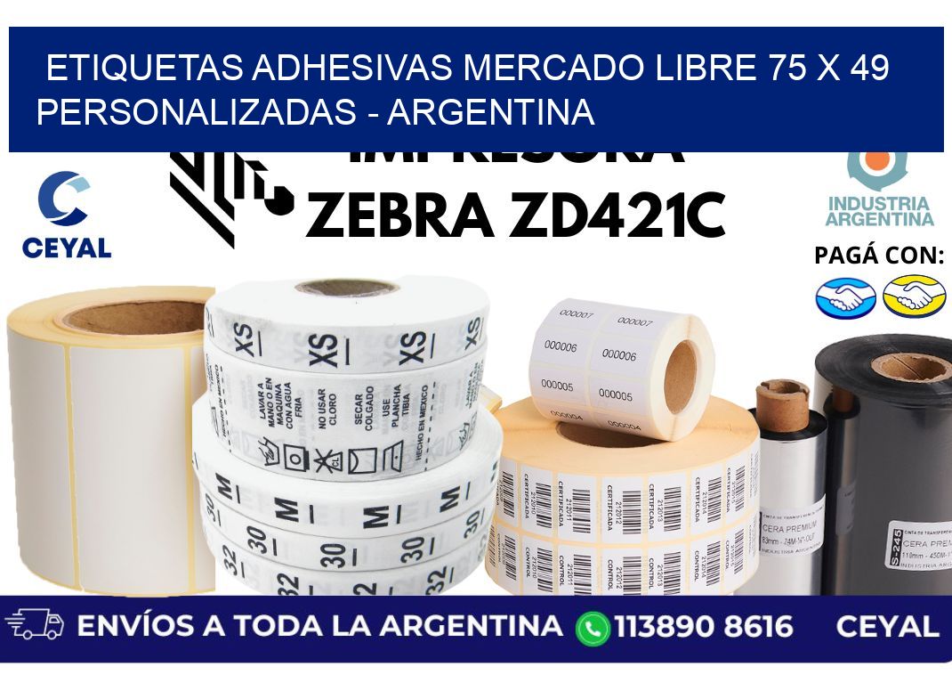 etiquetas adhesivas mercado libre 75 x 49 personalizadas - Argentina