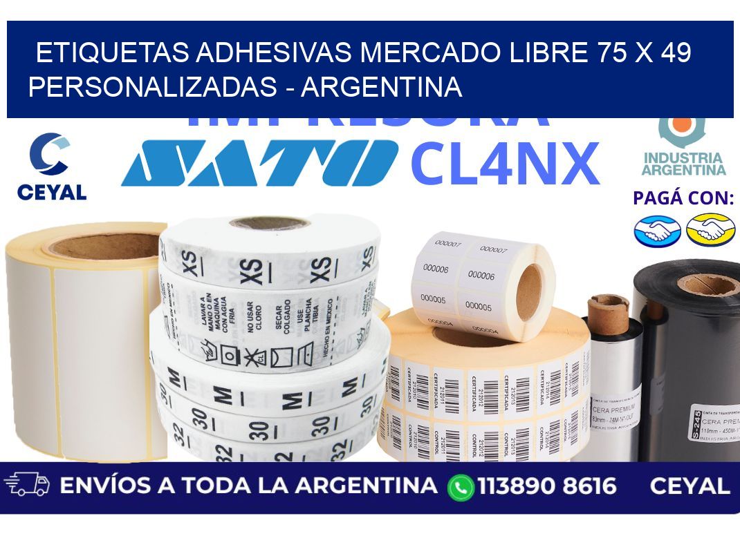 etiquetas adhesivas mercado libre 75 x 49 personalizadas - Argentina