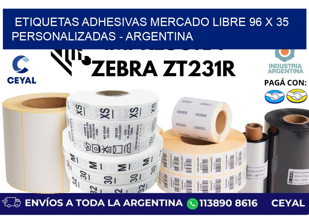etiquetas adhesivas mercado libre 96 x 35 personalizadas - Argentina