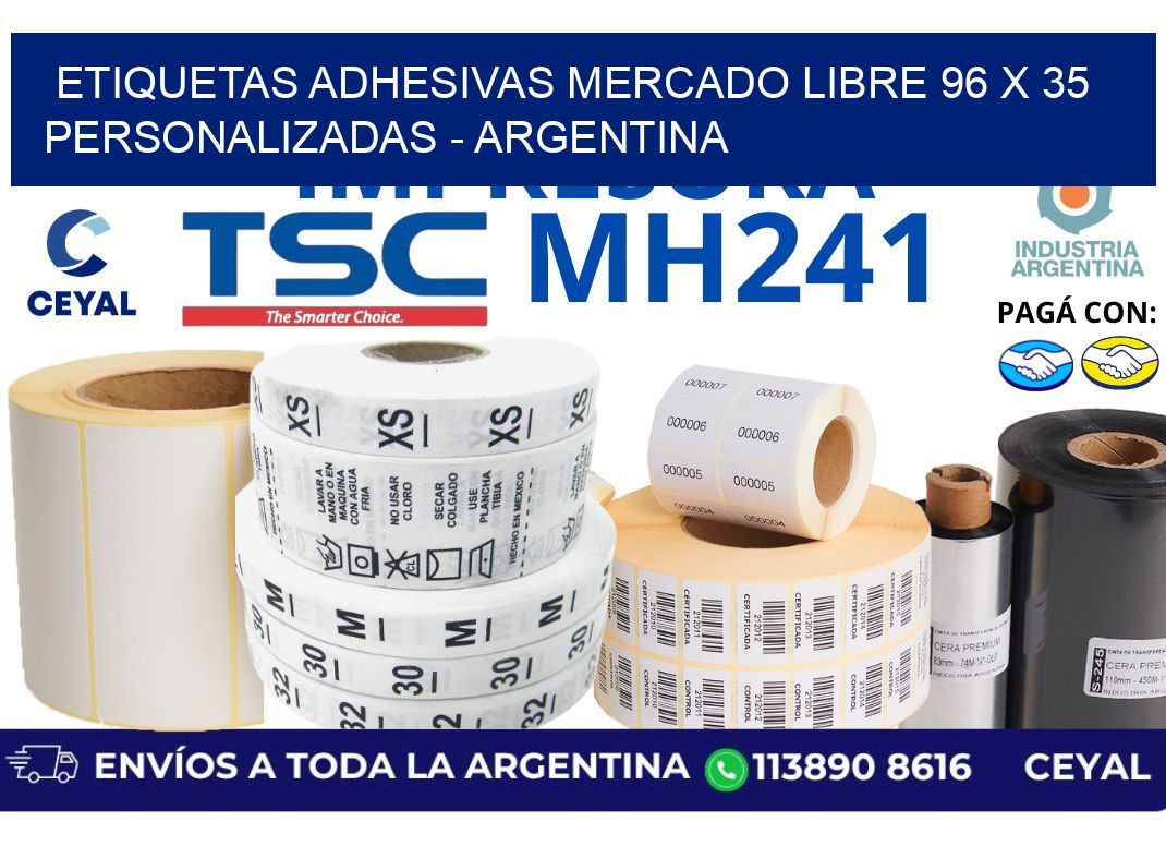 etiquetas adhesivas mercado libre 96 x 35 personalizadas - Argentina