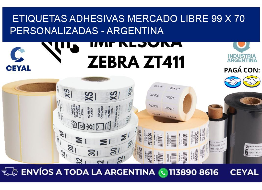 etiquetas adhesivas mercado libre 99 x 70 personalizadas - Argentina