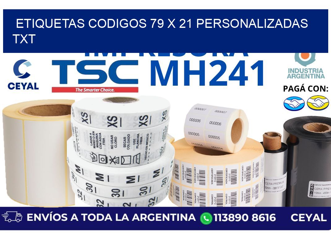 etiquetas codigos 79 x 21 personalizadas txt