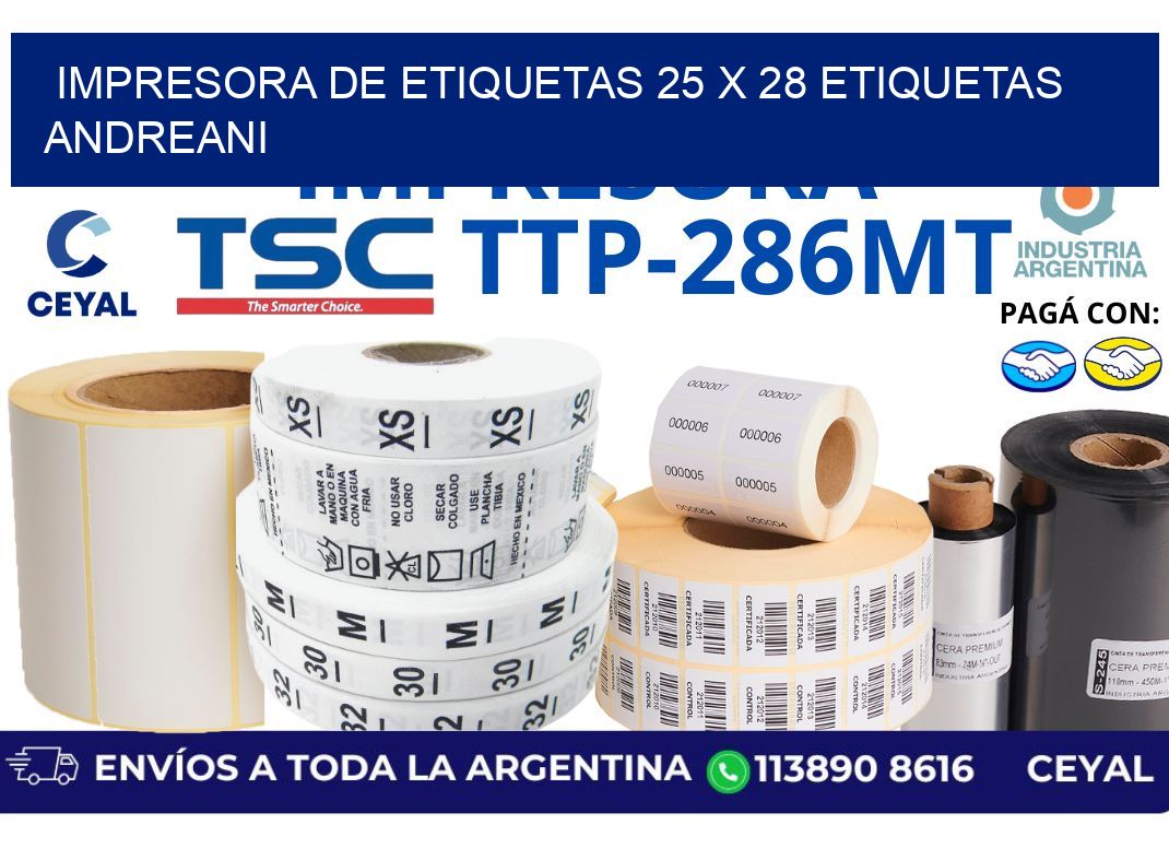 impresora de etiquetas 25 x 28 etiquetas andreani