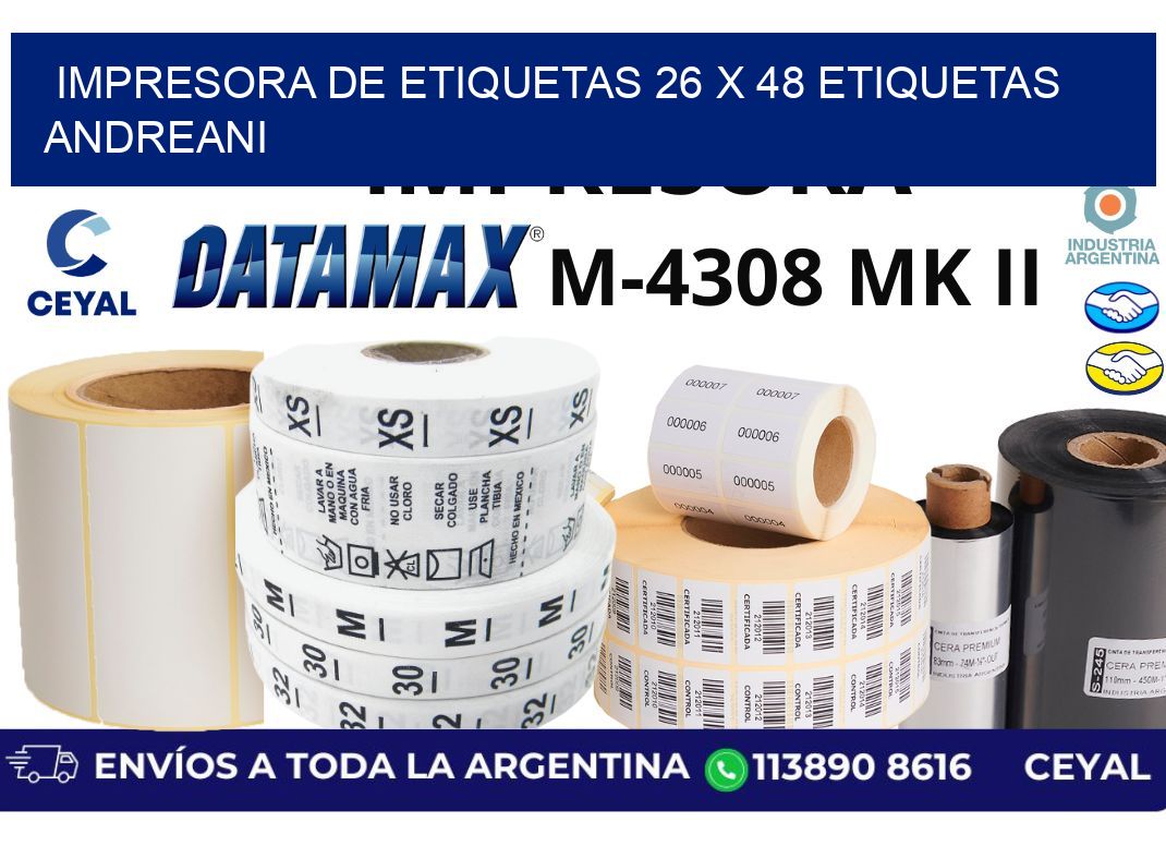 impresora de etiquetas 26 x 48 etiquetas andreani