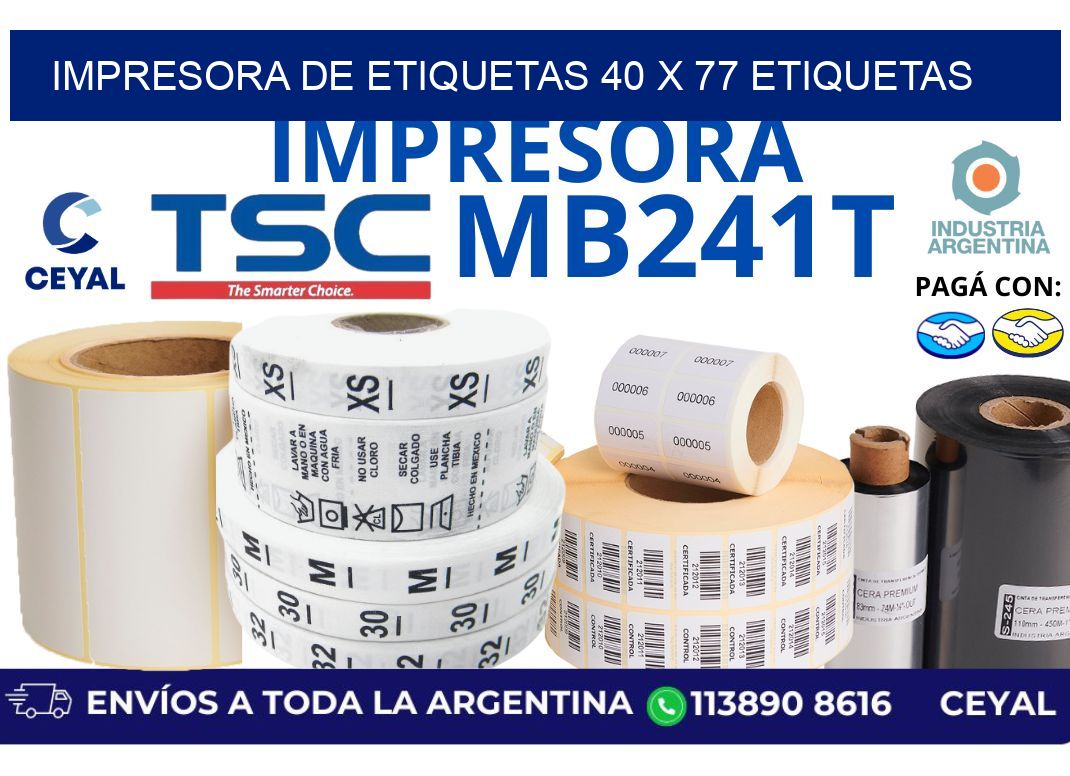 impresora de etiquetas 40 x 77 etiquetas