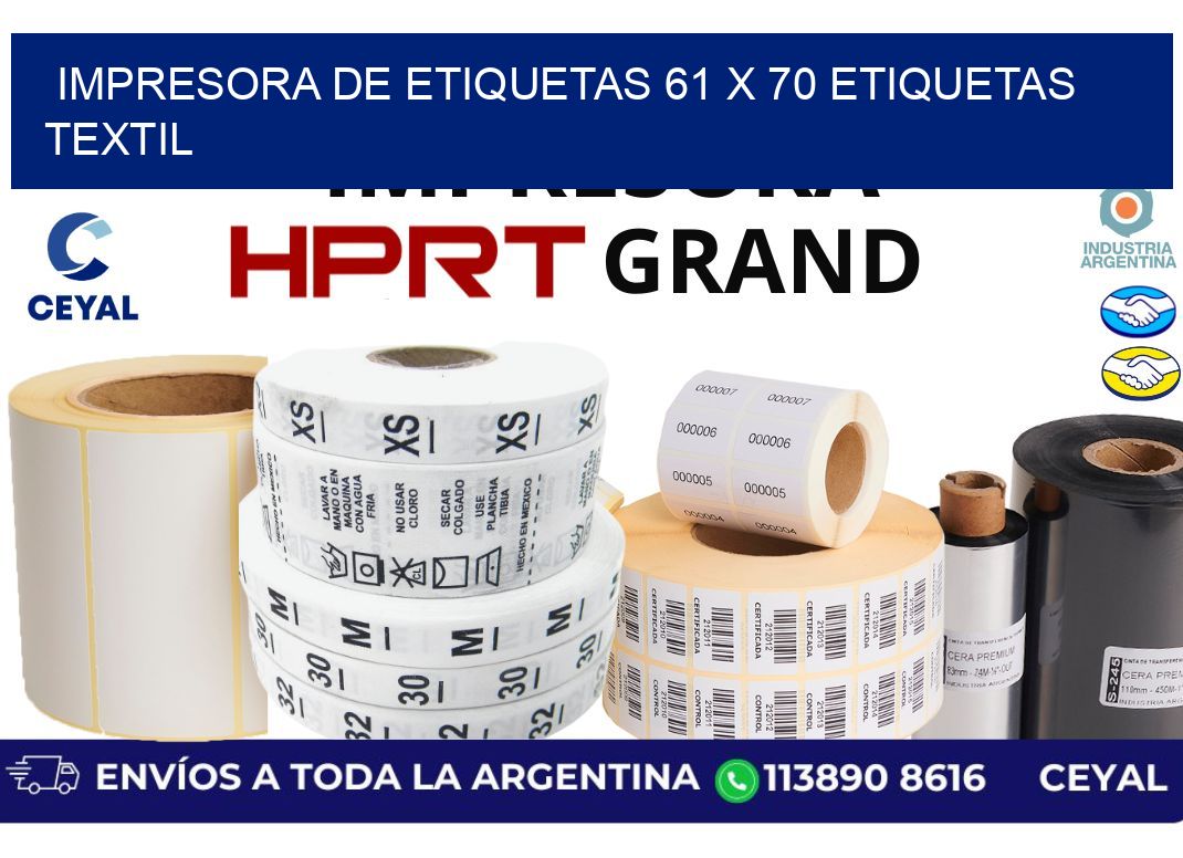 impresora de etiquetas 61 x 70 etiquetas textil