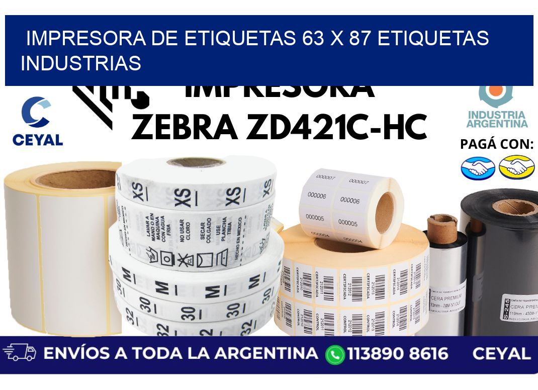 impresora de etiquetas 63 x 87 etiquetas industrias