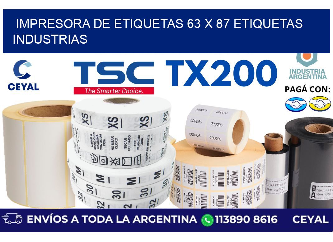 impresora de etiquetas 63 x 87 etiquetas industrias