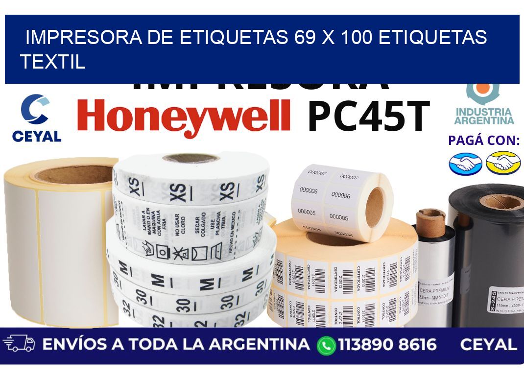 impresora de etiquetas 69 x 100 etiquetas textil