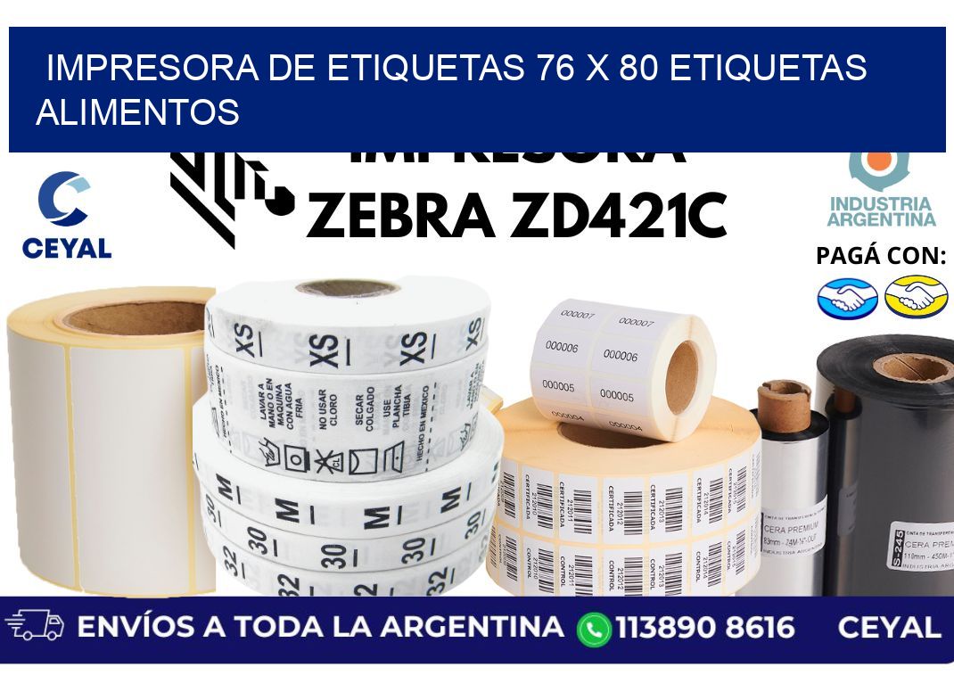 impresora de etiquetas 76 x 80 etiquetas alimentos