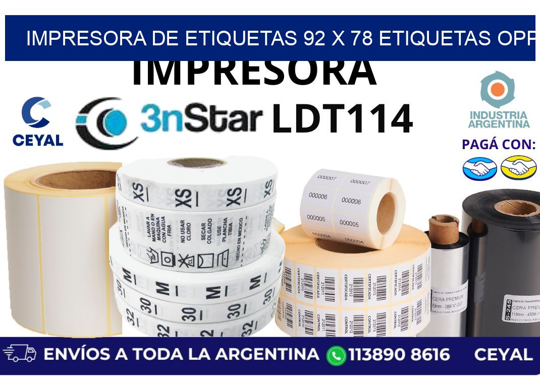 impresora de etiquetas 92 x 78 etiquetas opp