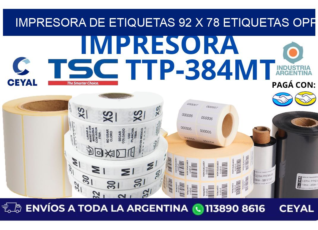 impresora de etiquetas 92 x 78 etiquetas opp