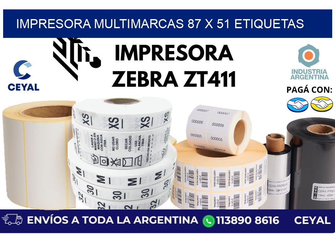 impresora multimarcas 87 x 51 etiquetas
