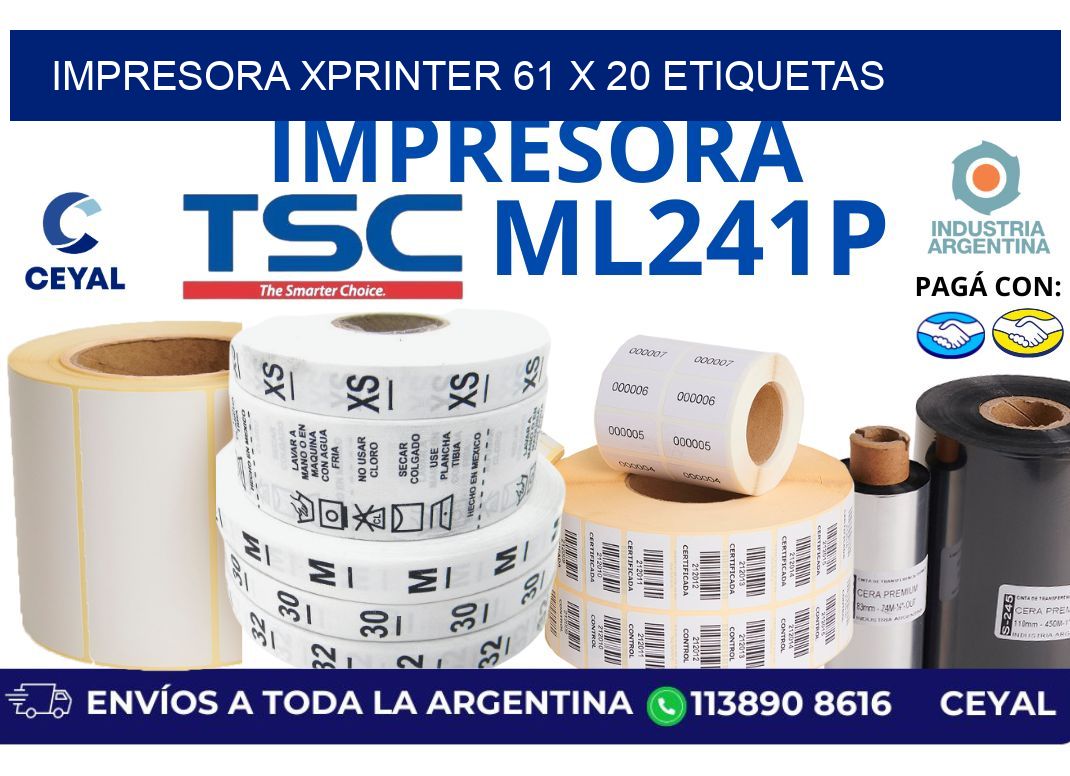 impresora xprinter 61 x 20 etiquetas