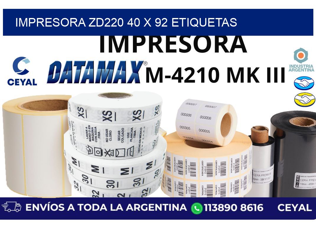 impresora zd220 40 x 92 etiquetas