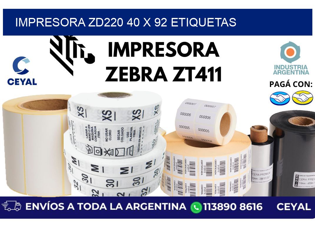 impresora zd220 40 x 92 etiquetas